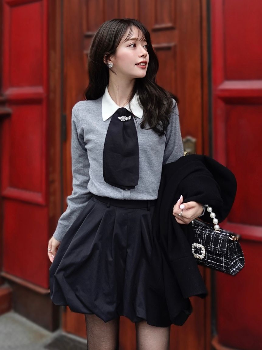 SNIDEL「タイ付きビジューカーディガン」|カーディガン|