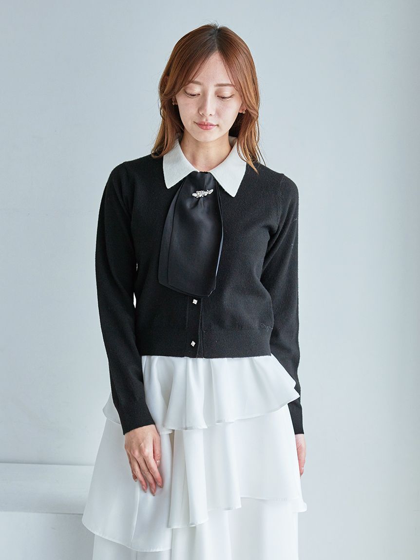 SNIDEL「タイ付きビジューカーディガン」|カーディガン|