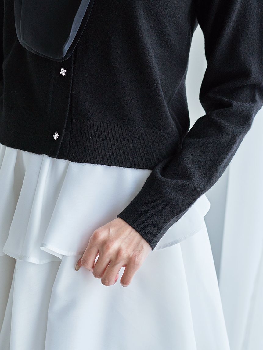 SNIDEL「タイ付きビジューカーディガン」|カーディガン|