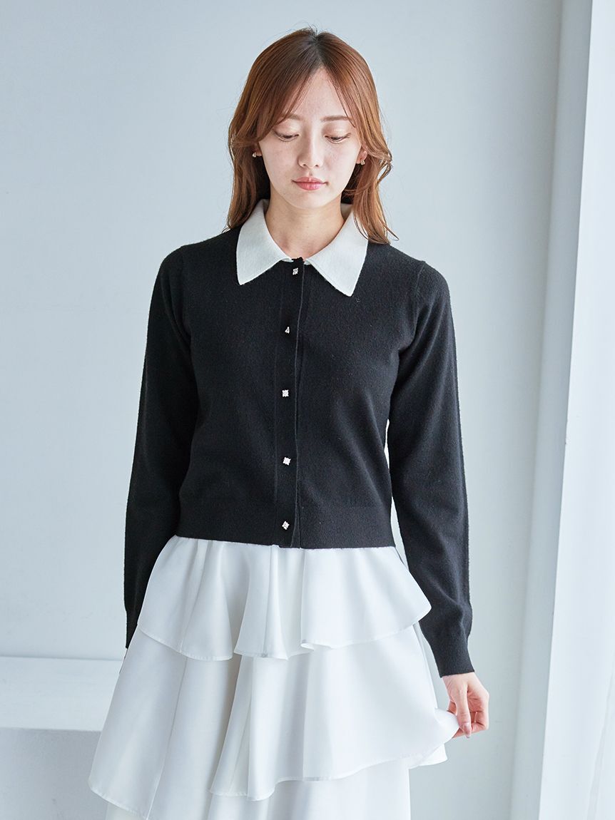 SNIDEL「タイ付きビジューカーディガン」|カーディガン|