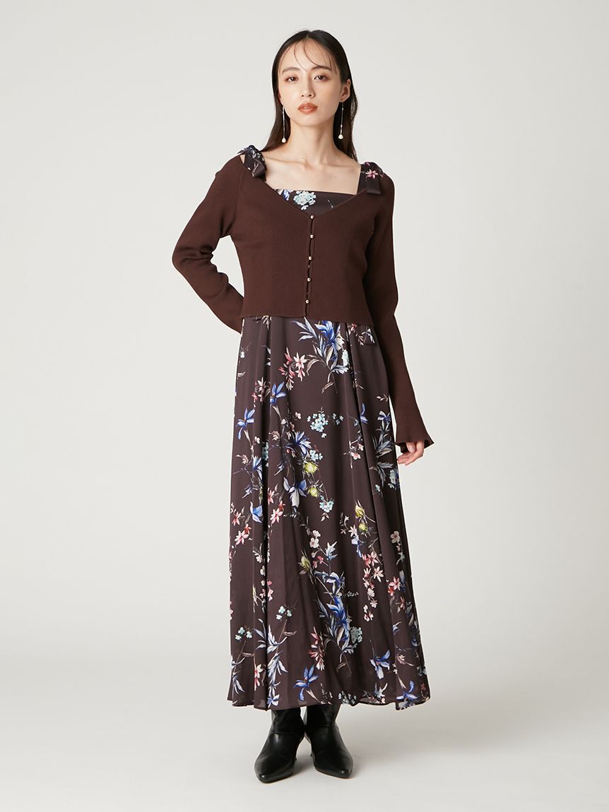 FRAY I.D「【限定カラー・00サイズ】リボンディテールフローラルワンピース」|ワンピース|