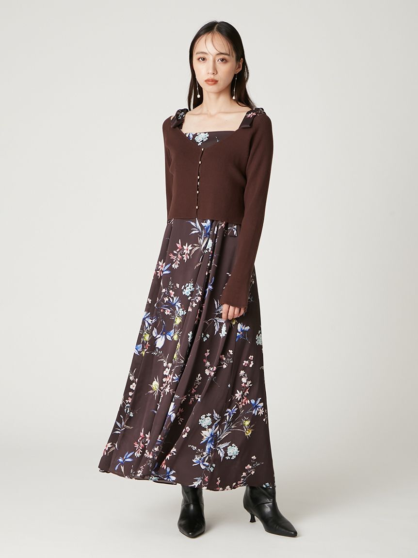 FRAY I.D「【限定カラー・00サイズ】リボンディテールフローラルワンピース」|ワンピース|