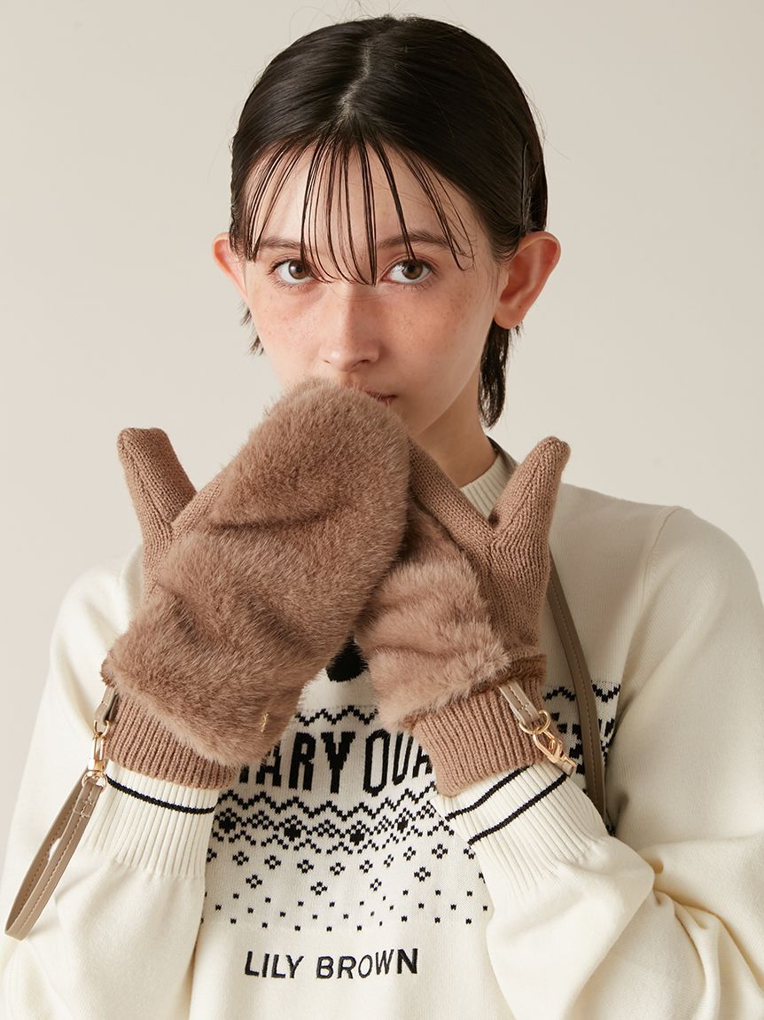 LILY BROWN「【LILY BROWN&times;MARY QUANT】デイジーモチーフファーミトン(Hearts2Hearts着用)」|手袋|