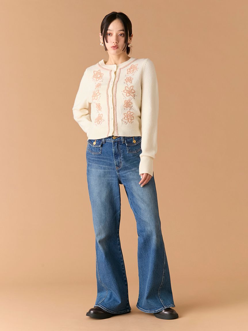 LILY BROWN「【WEB限定00サイズ】ストレッチフレアデニムパンツ」|デニム|