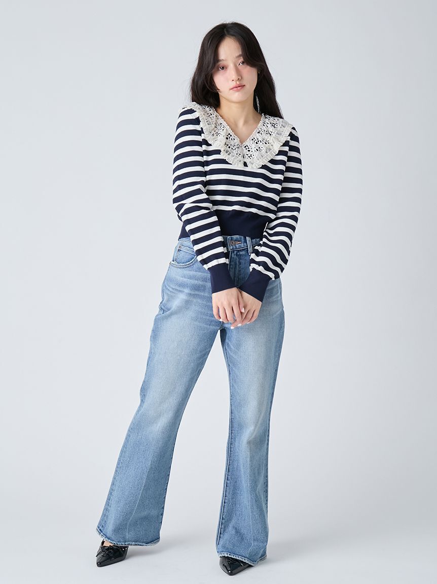 LILY BROWN「レースカラーニットトップス」|ニット・セーター|