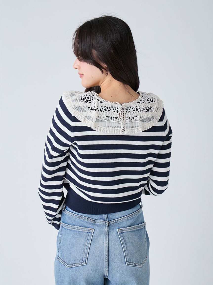 LILY BROWN「レースカラーニットトップス」|ニット・セーター|