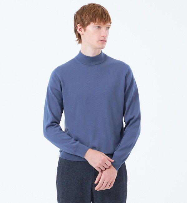 MACKINTOSH PHILOSOPHY「ハイゲージ天竺 モックネックプルオーバーニット」|ニット・セーター|ブルー
