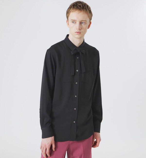  「サテンリボンタイ シャツ」|シャツ・ブラウス|ブラック