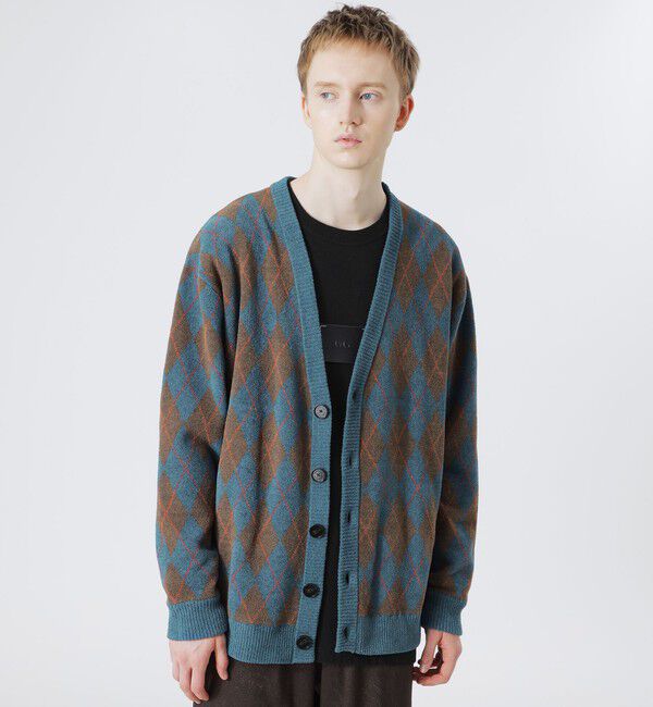  「【UNISEX】ブークレアーガイル カーディガン」|ニット・セーター|ライトグリーン