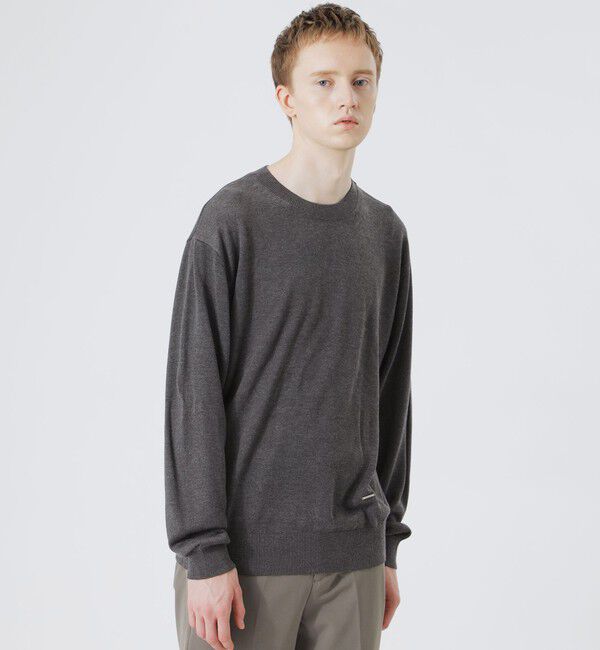  「ハイゲージクルーネック」|ニット・セーター|チャコールグレー