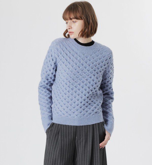  「バンピーニットプルオーバー」|ニット・セーター|サックスブルー
