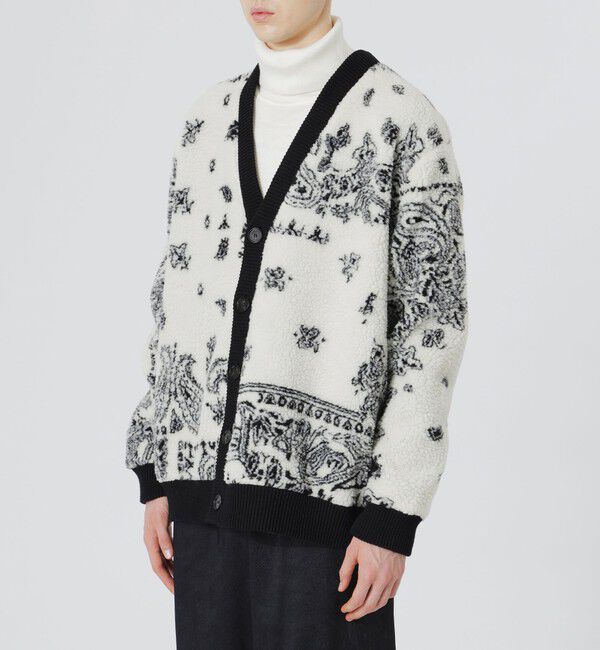  「【Safari12月号掲載】【UNISEX】ペイズリーボアコンビニットカーデ」|ニット・セーター|