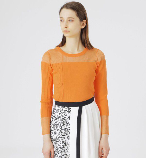  「【ドラマ着用商品】シアーコンビニットプルオーバー」|ニット・セーター|オレンジ