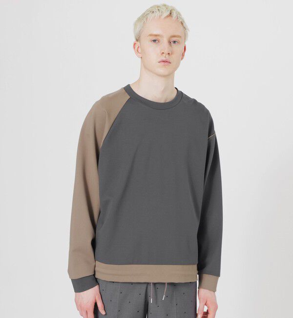  「ブロッキングパイピングトップス」|Tシャツ・カットソー|グレー