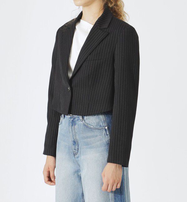  「ストライプクロップドジャケット」|テーラードジャケット|