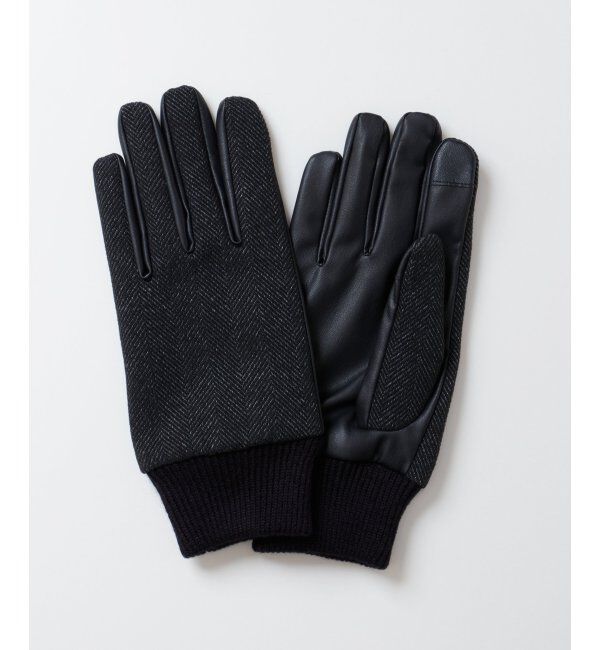 ikka「ヘリンボーングローブ」|手袋|ブラック