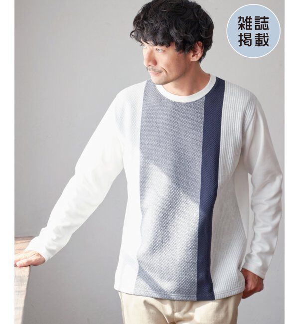 ikka「ブロックスジャカードクルーネック」|パーカー|