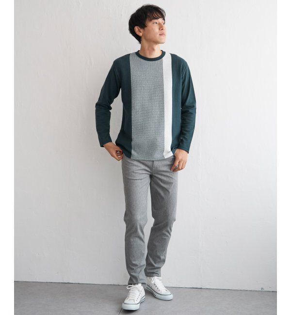 ikka「ブロックスジャカードクルーネック」|パーカー|