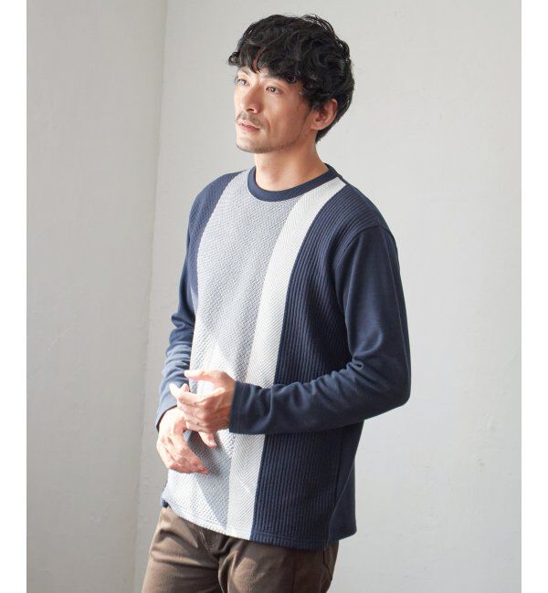 ikka「ブロックスジャカードクルーネック」|パーカー|