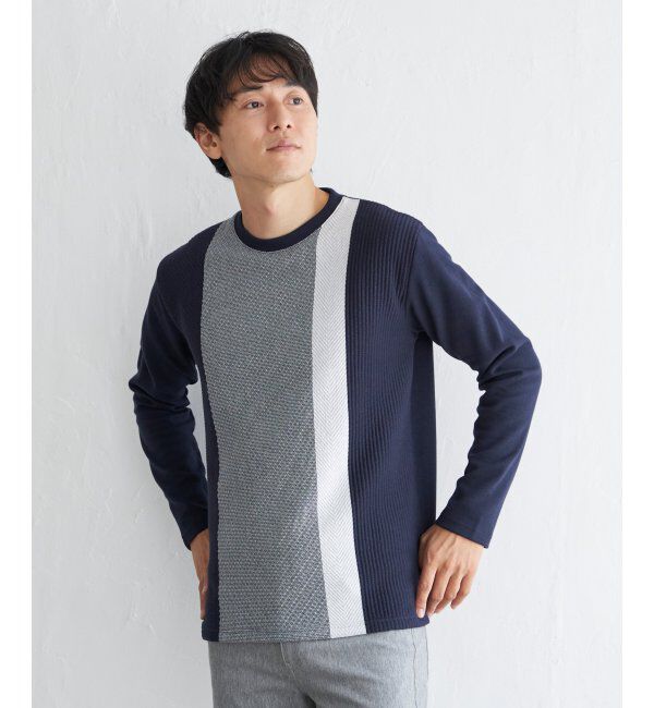 ikka「ブロックスジャカードクルーネック」|パーカー|