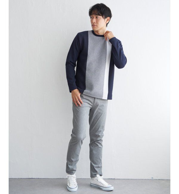 ikka「ブロックスジャカードクルーネック」|パーカー|