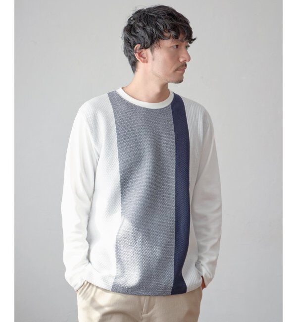 ikka「ブロックスジャカードクルーネック」|パーカー|