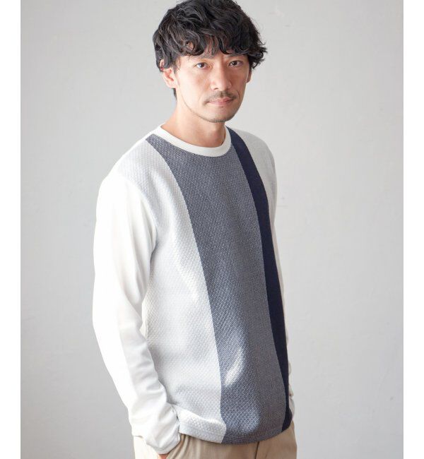 ikka「ブロックスジャカードクルーネック」|パーカー|