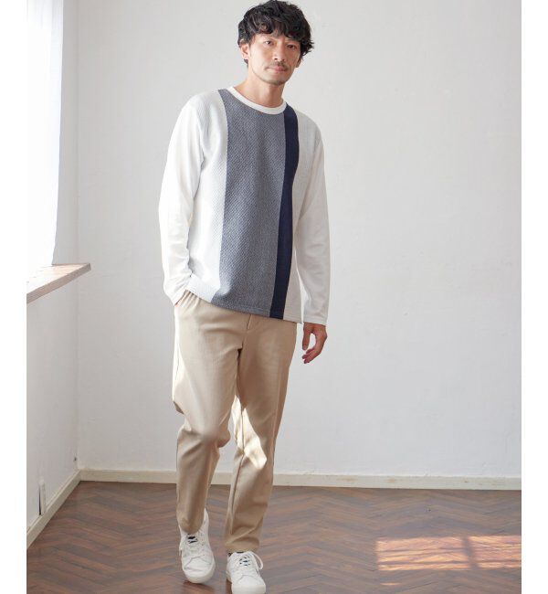 ikka「ブロックスジャカードクルーネック」|パーカー|