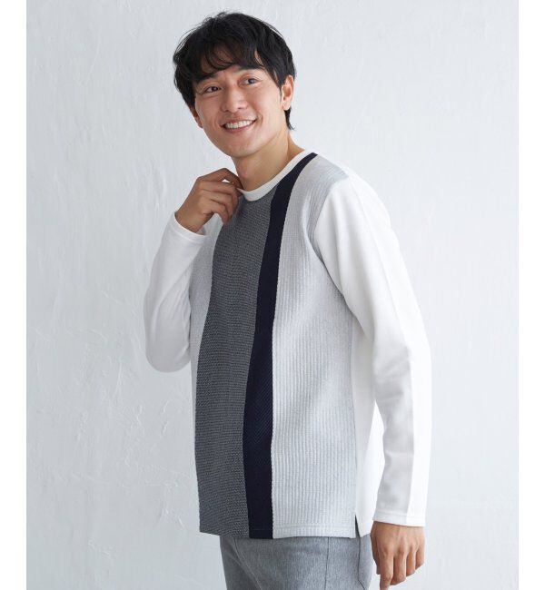 ikka「ブロックスジャカードクルーネック」|パーカー|