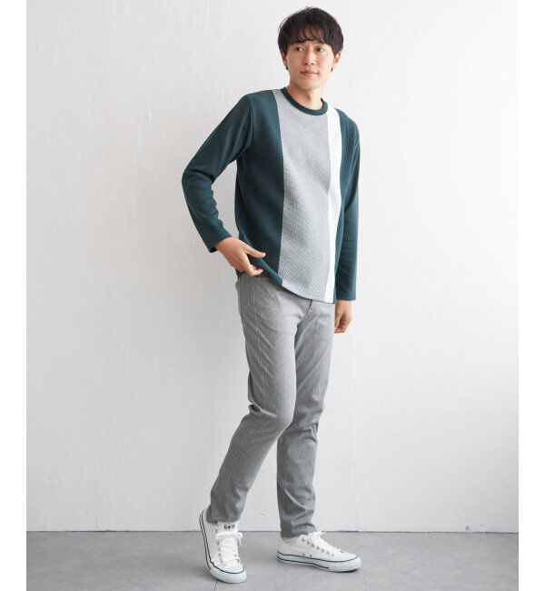 ikka「ブロックスジャカードクルーネック」|パーカー|