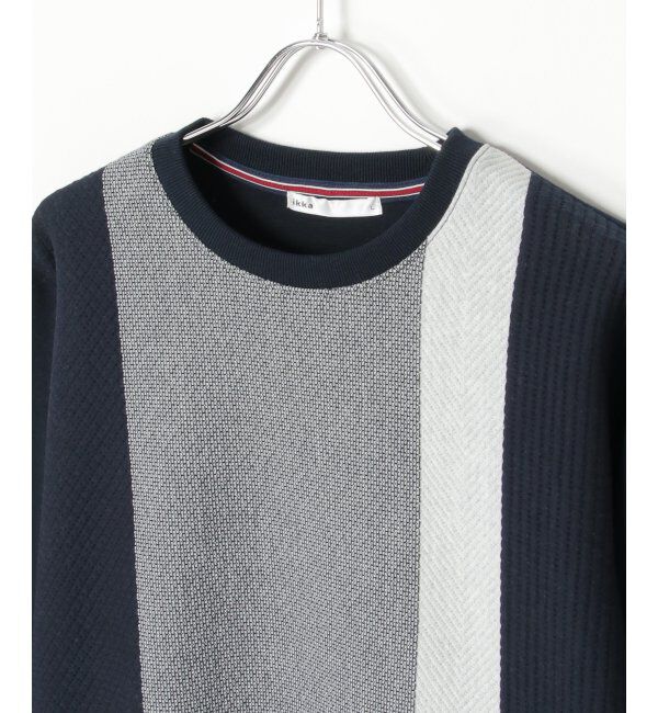 ikka「ブロックスジャカードクルーネック」|パーカー|