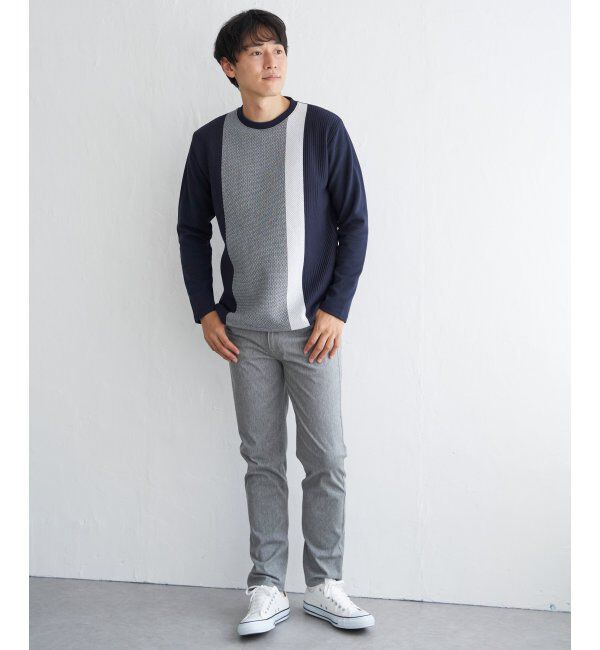 ikka「ブロックスジャカードクルーネック」|パーカー|