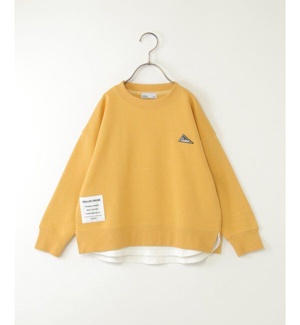 ikka kids「裏起毛レイヤードワッペントレーナー（120~160cm）」|Tシャツ・カットソー|マスタード