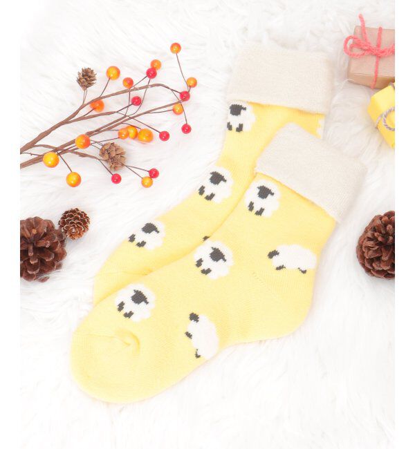 Lbc with Life「裏起毛ソックス シープ」|その他|イエロー