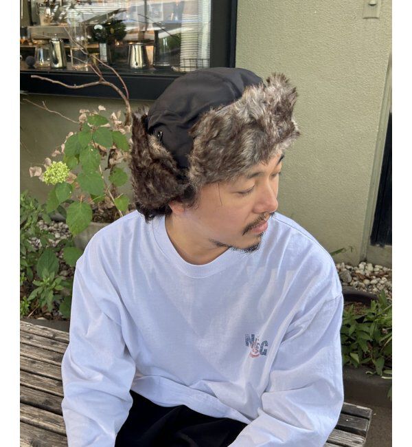 VENCE share style「ブラウンファーフライトキャップ」|その他|ブラック