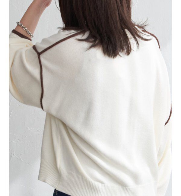 VENCE share style「5Gバイカラーラウンドネックプルオーバー」|ニット・セーター|