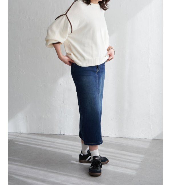 VENCE share style「5Gバイカラーラウンドネックプルオーバー」|ニット・セーター|