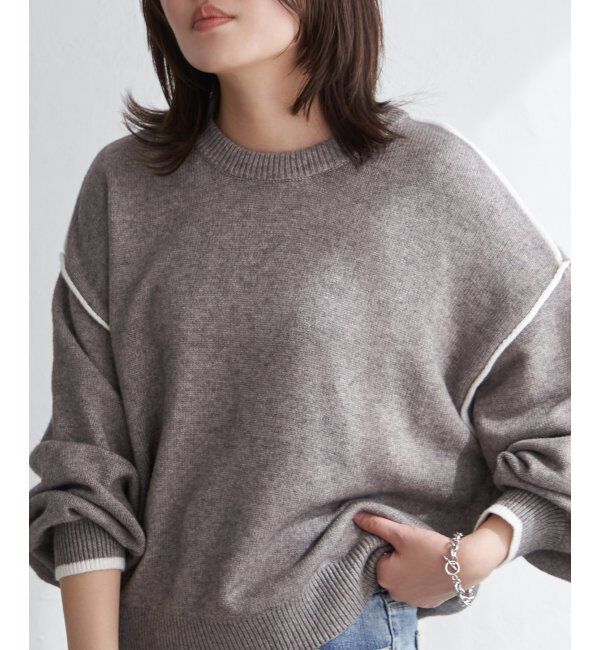 VENCE share style「5Gバイカラーラウンドネックプルオーバー」|ニット・セーター|