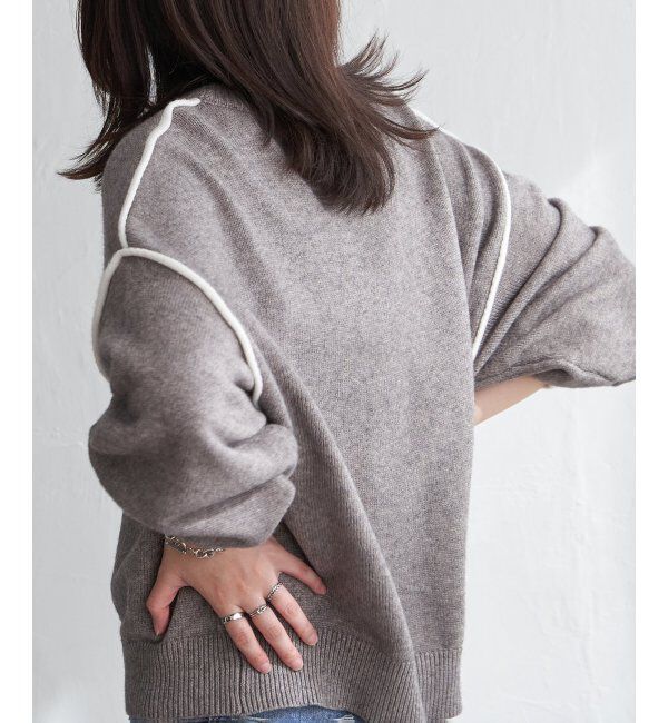 VENCE share style「5Gバイカラーラウンドネックプルオーバー」|ニット・セーター|