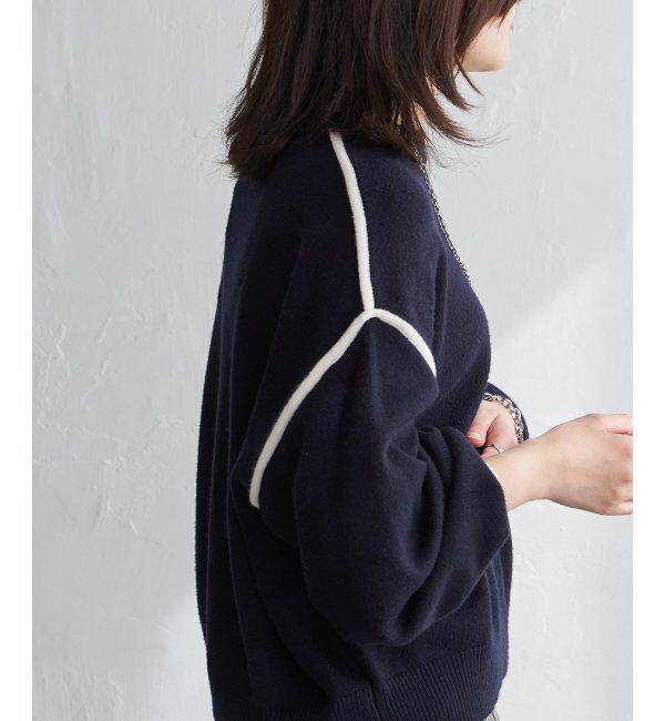 VENCE share style「5Gバイカラーラウンドネックプルオーバー」|ニット・セーター|