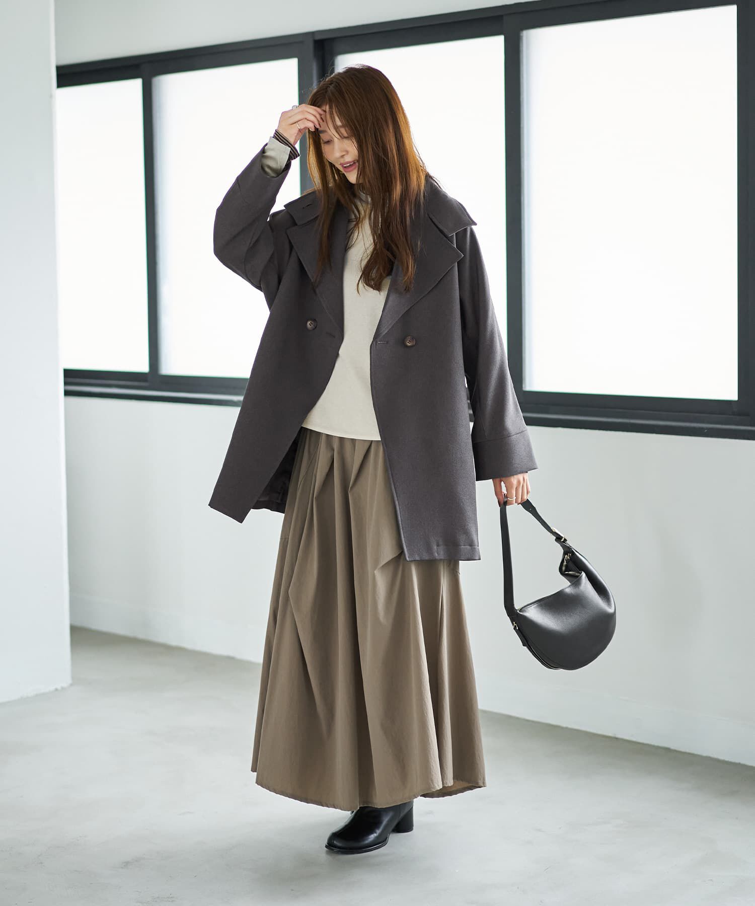 STYLE DELI「ツイル生地2wayネックコート」|ステンカラーコート|