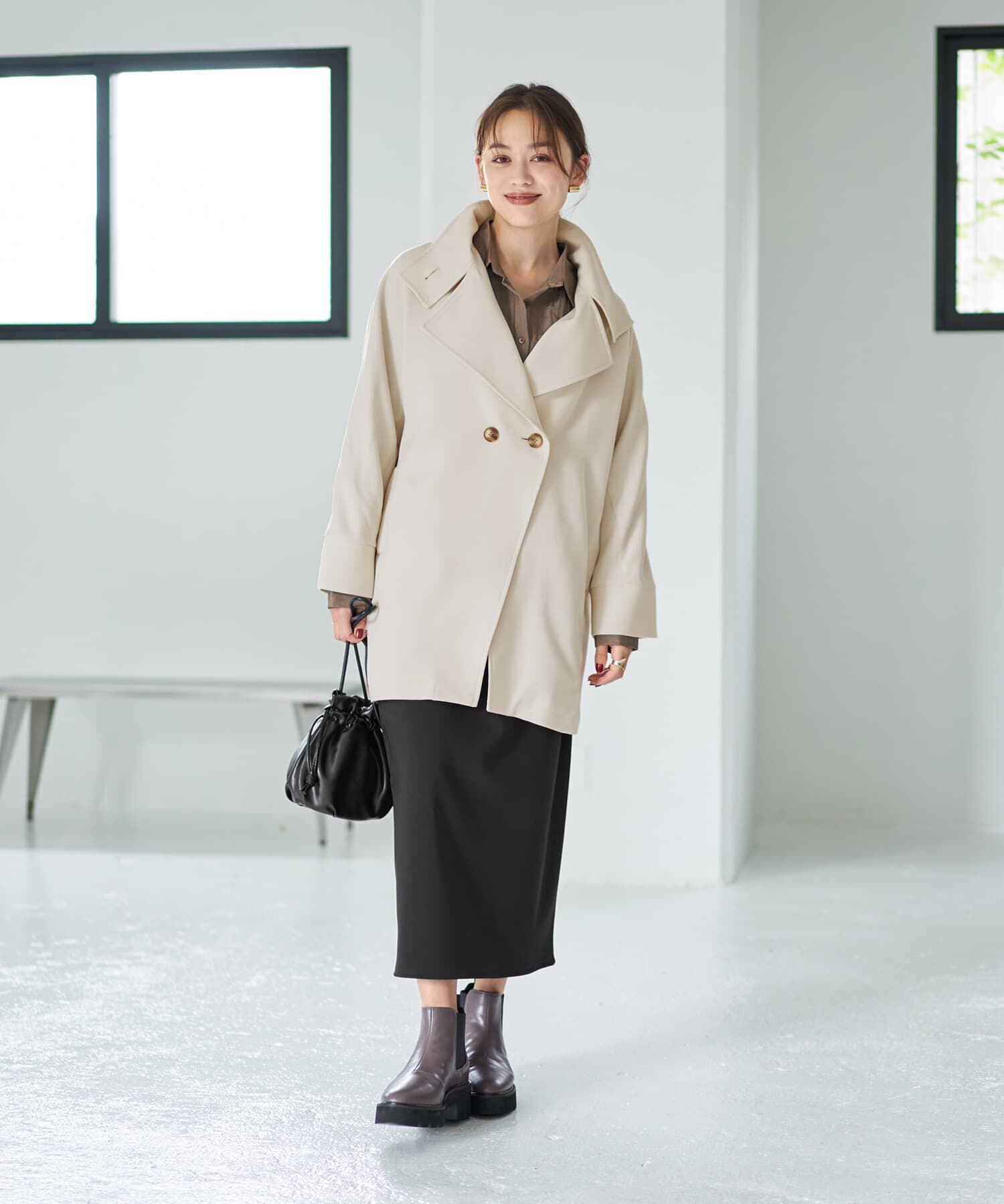 STYLE DELI「ツイル生地2wayネックコート」|ステンカラーコート|