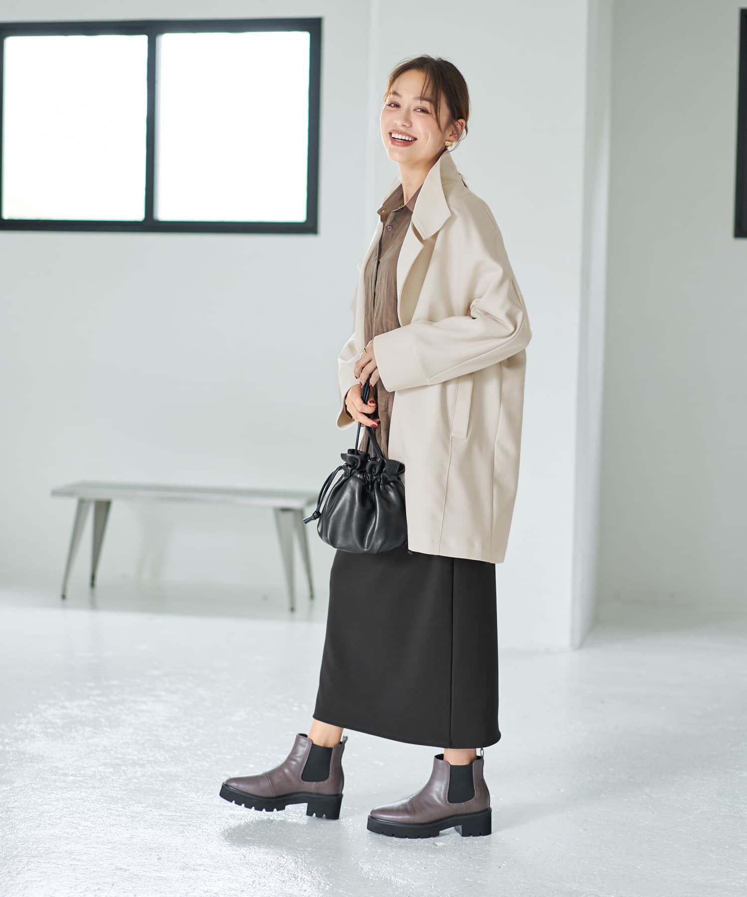 STYLE DELI「ツイル生地2wayネックコート」|ステンカラーコート|