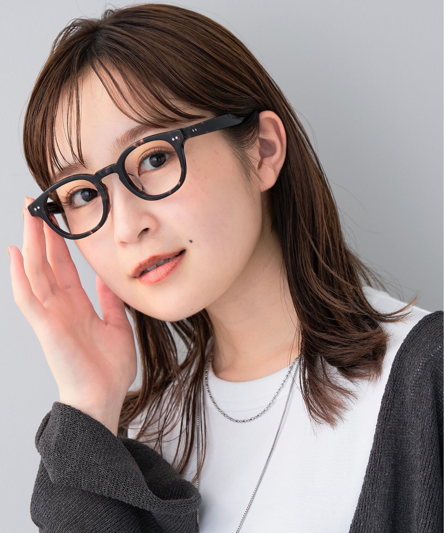  「ウェリントン型 ｜太縁メガネ｜黒縁メガネ｜ ユニセックス｜CLASSIC レンズ交換券付き」|メガネ|ブラウン系その他1