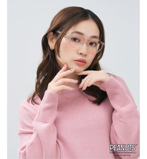  「Zoff PEANUTS メガネ | スヌーピー オラフ アンディ SNOOPY 眼鏡 伊達メガネ 度付き  レンズ交換券付」|メガネ|ライトピンク