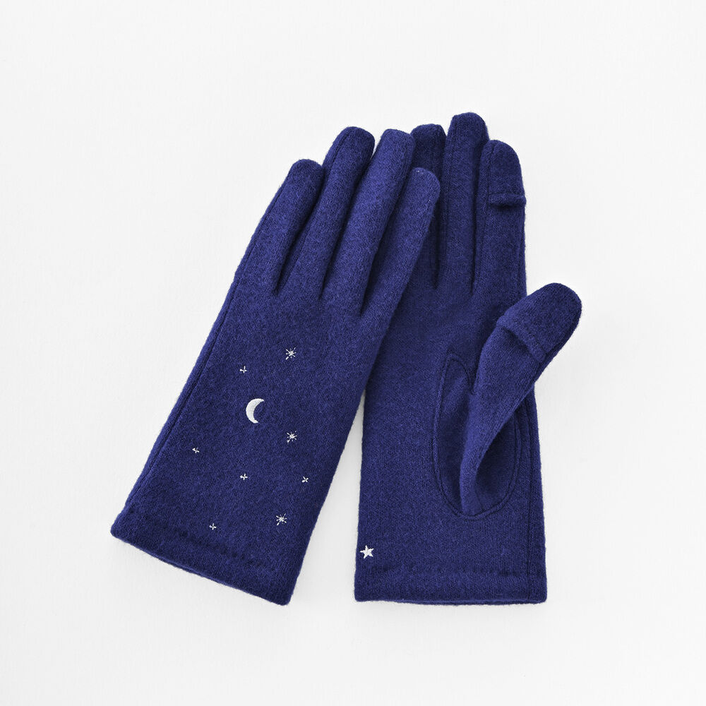 BACKYARD FAMILY「クロダ 手袋 レディース 通販 グローブ 手ぶくろ 暖かい かわいい 刺繍 スマートフォン対応」|手袋|ブルー1