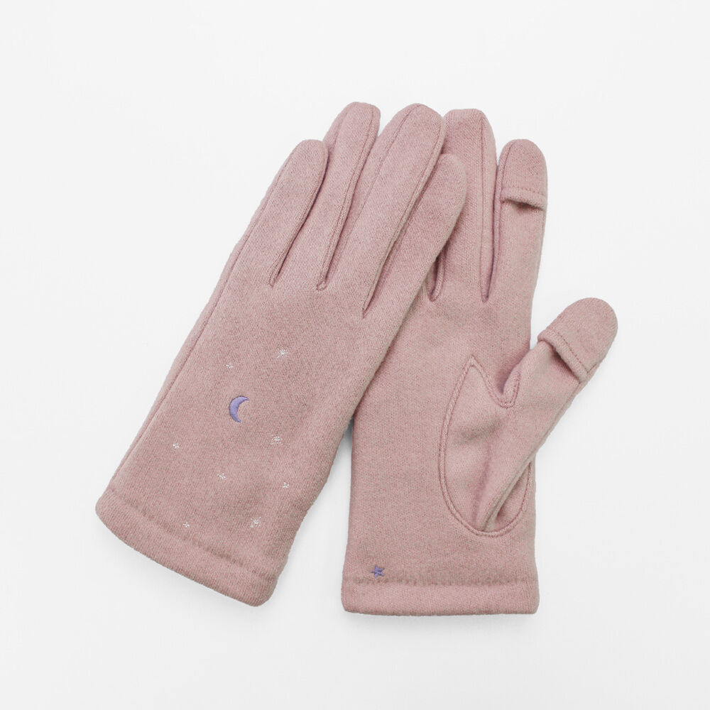 BACKYARD FAMILY「クロダ 手袋 レディース 通販 グローブ 手ぶくろ 暖かい かわいい 刺繍 スマートフォン対応」|手袋|ピンク1