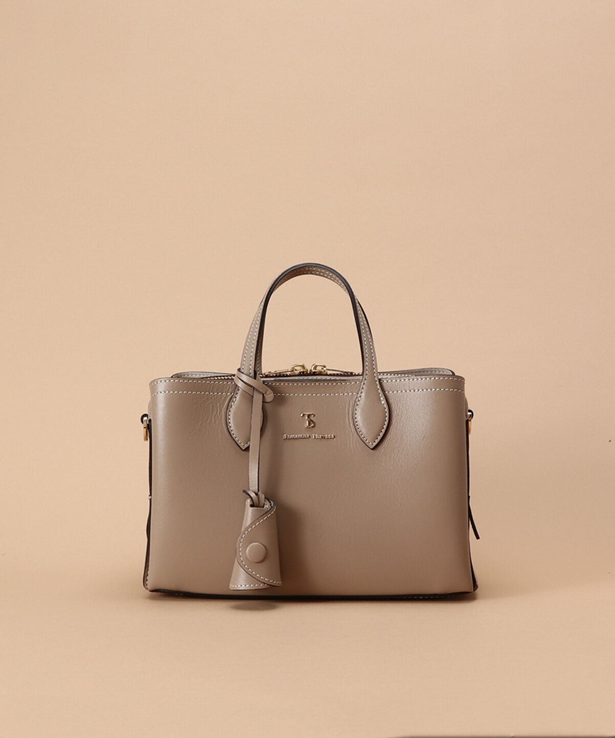 Samantha Thavasa「ウォータプルーフレザー ボックスハンドバッグ 小サイズ」|ハンドバッグ|グレージュ