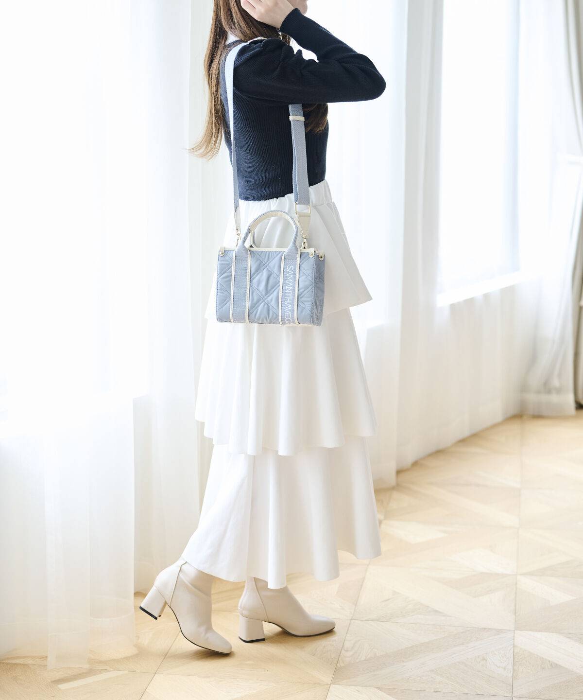 Samantha Vega「ロゴテープキルティングハンドバッグ（ミニ）」|ショルダー・メッセンジャー|