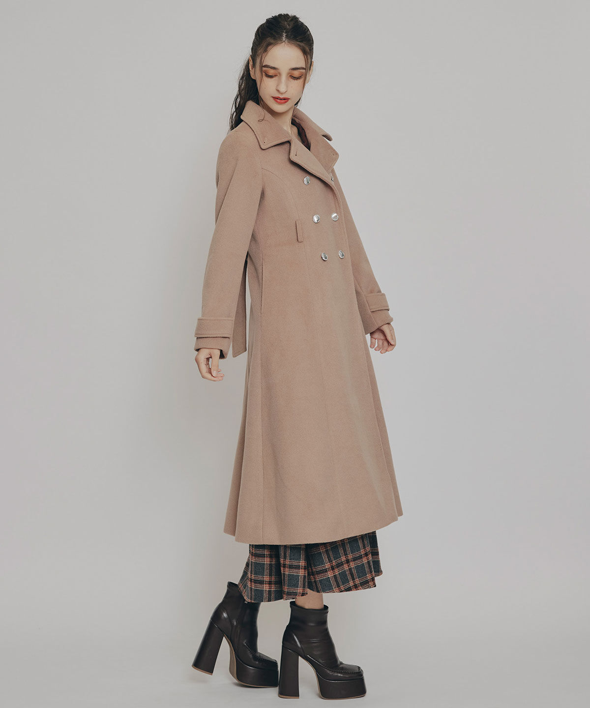 REDYAZEL「2WAYカラーダブルロングコート」|ステンカラーコート|